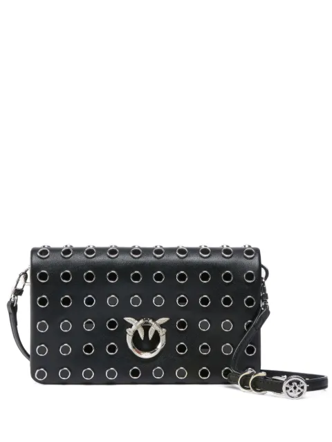 PINKO Love Bag Click Soft Horizontal Mini crossbody clutch in leather with studs Black 106023A39U