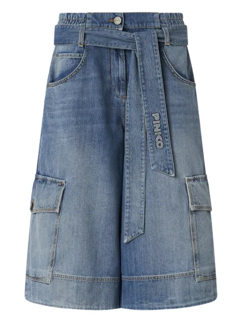 PINKO denim utility bermuda shorts with belt Blue 106269A323