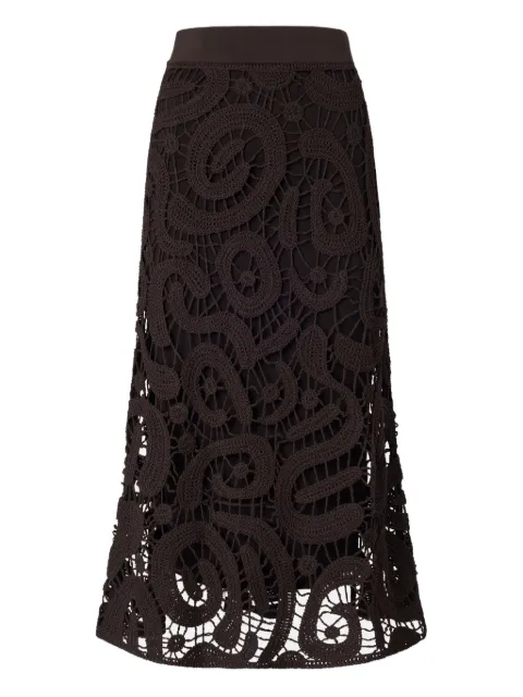 PINKO geometric crocheted midi skirt Brown 106353A354