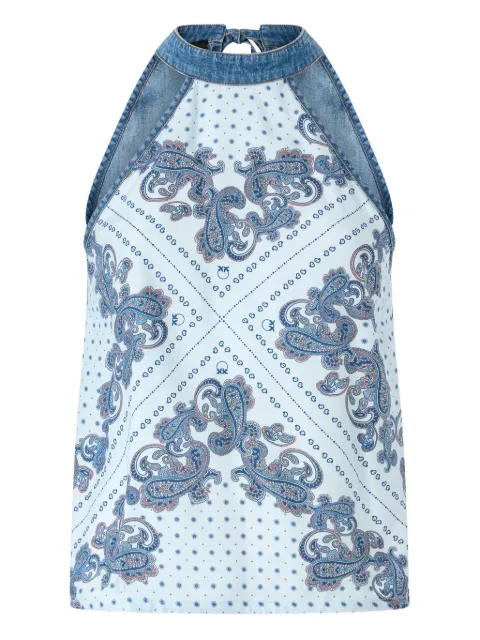 PINKO denim top with scarf print White 106413A33Y