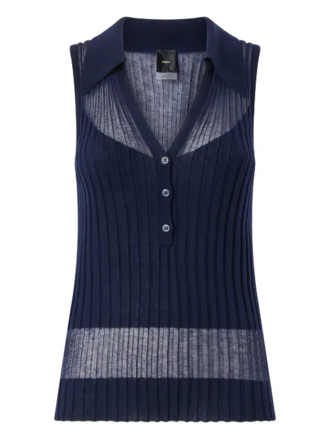 PINKO ribbed polo vest top Blue 106318A34B