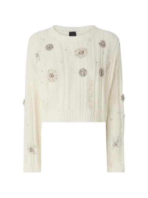 PINKO openwork sweater with jewel details Neutrals 106308A34C