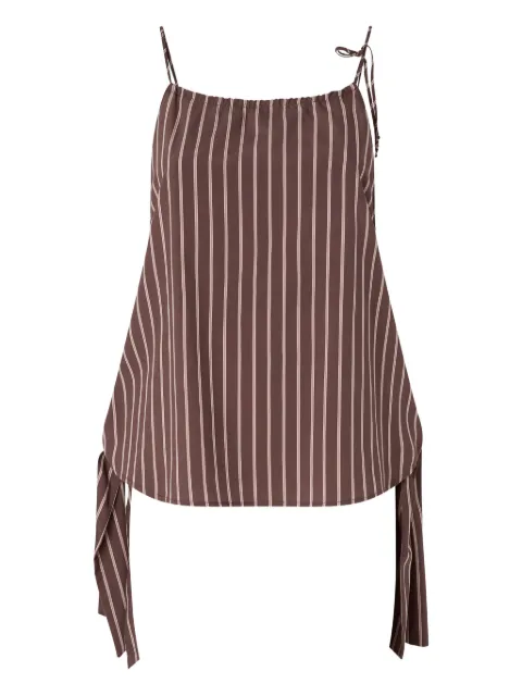 PINKO striped top with thin shoulder straps and bows Brown 106671A33Q