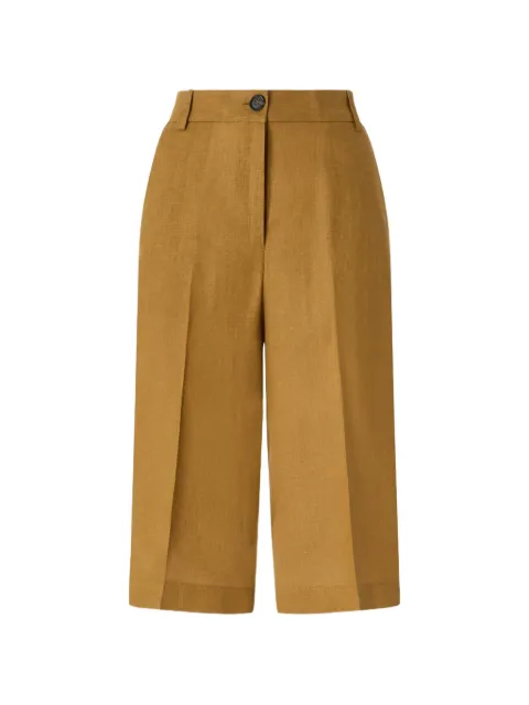 PINKO linen bermuda shorts with pressed pleat detail Brown 106870A3E3