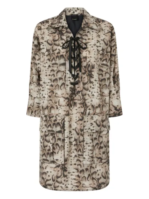 PINKO mini dress with snake print and neckline ribbons Neutrals 106842A3B1