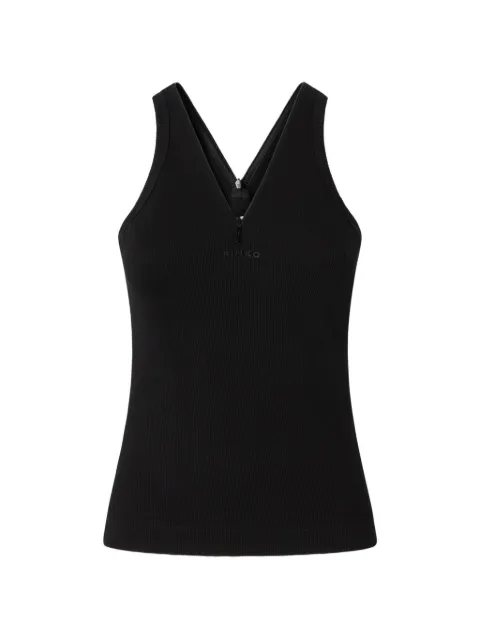 PINKO rib-knit tank top with V-neck and Pinko logo Black 107310A3GG