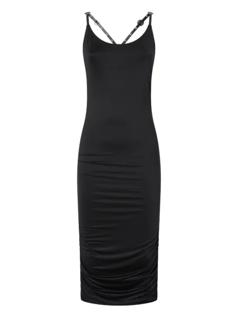 PINKO shiny midi dress with crossed shoulder straps Black 106953A3C1