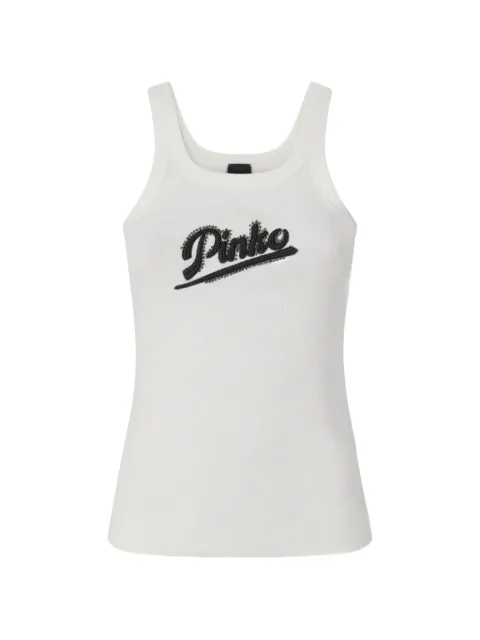 PINKO logo-embroidered tank top White 107299A3H7