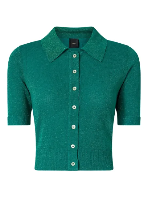 PINKO cropped short-sleeved cardigan with collar Green 106941A3BD