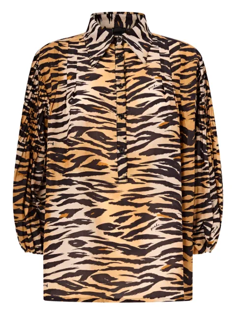PINKO cotton and silk blouse with animal print Neutrals 106576A37Q