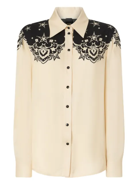 PINKO shirt with placed star print Neutrals 106922A3BU