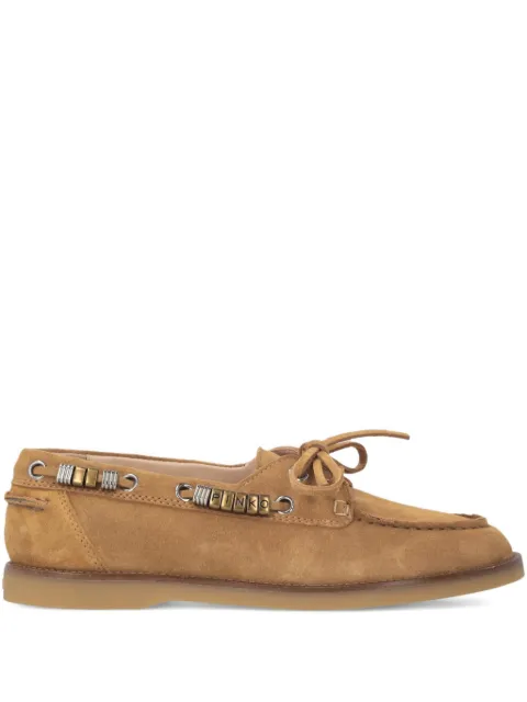 PINKO suede moccasins with jewel details Brown SD0539P002