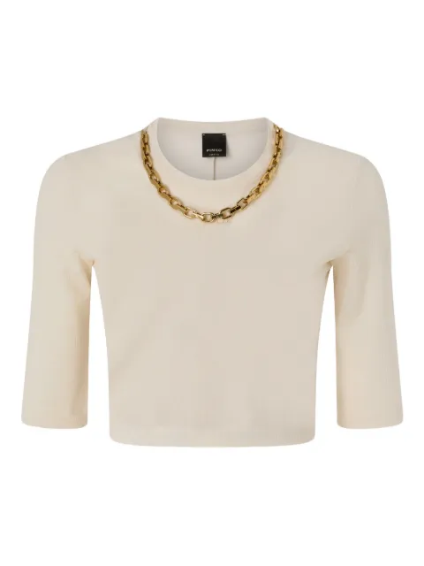 PINKO cropped sweater with chain Neutrals 106635A32C