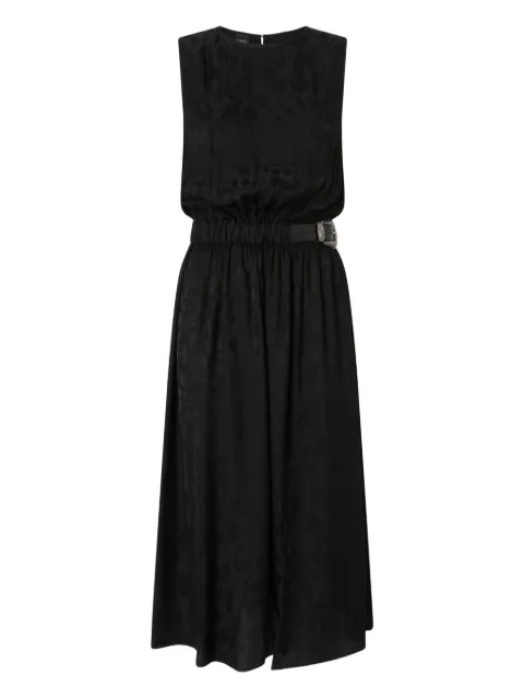 PINKO sleeveless midi dress in floral jacquard with belt Black 106801A3AN