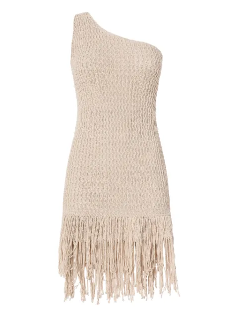 PINKO one-shoulder mini dress with fringing Neutrals 106959A3CI