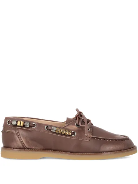 PINKO leather moccasins with jewel details Brown SD0539P001