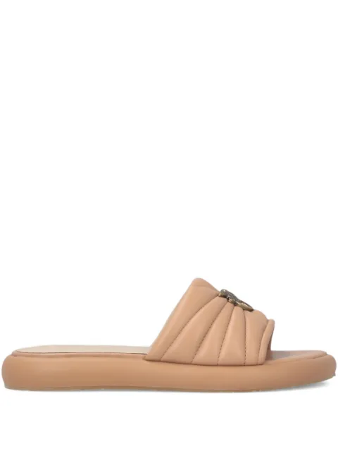 PINKO perforated nappa leather slip-on sandals with Love Birds logo Neutrals SD0525P003
