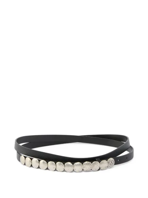PINKO double-wrap leather belt with studs, 1.5 cm Black 106690A158