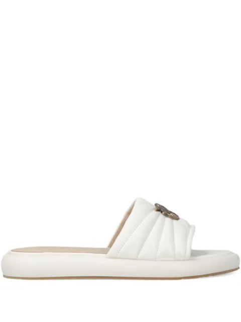 PINKO perforated nappa leather slip-on sandals with Love Birds logo White SD0525P003