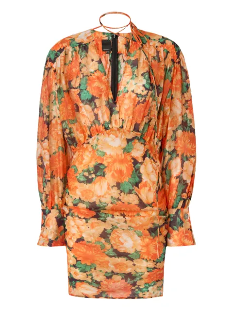 PINKO floral V-neck mini dress Orange 106896A3BO
