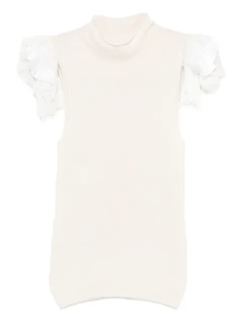 Alberta Ferretti ruffled-detail top Neutrals A08855101