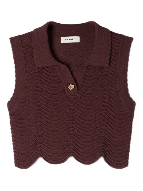 SANDRO cropped decorative knit top Purple SFPPU02847
