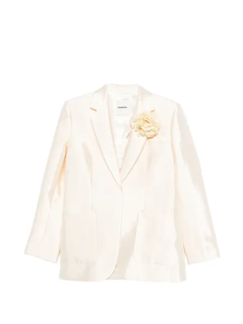 SANDRO satin jacket with flower detail Neutrals SFPVE01325