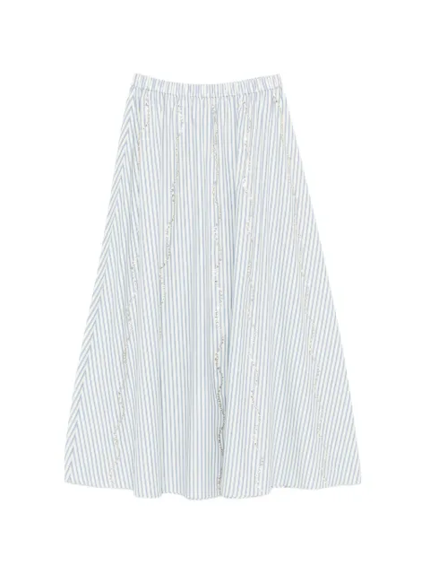 SANDRO rhinestone striped maxi skirt White SFPJU01610