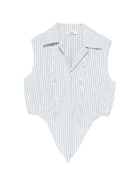 SANDRO cropped striped rhinestone shirt White SFPCM01634
