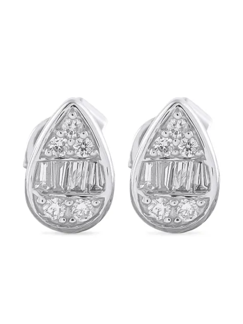 LB Exclusive 14K white gold diamond studded earrings Silver ER305260W