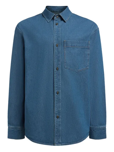 12 STOREEZ pocket denim shirt Blue 131342