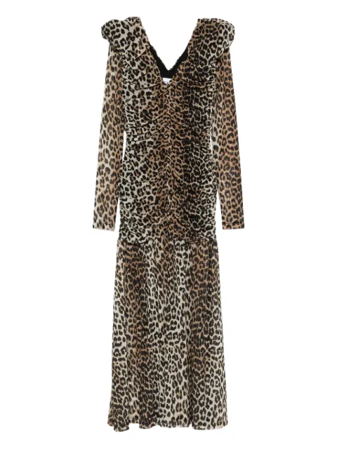 GANNI dress in leopard mesh Brown A1030172