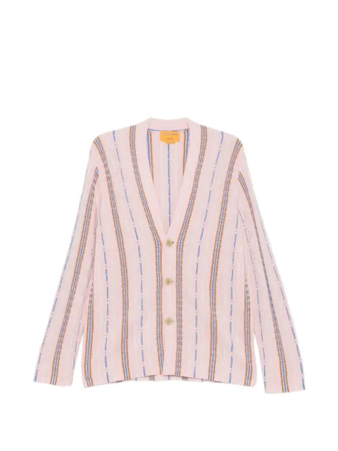 Guest In Residence Baja striped buttoned cardigan Pink U30110DM