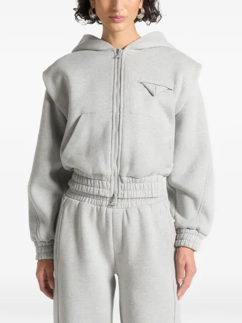 Manière De Voir Louna wide shoulder zip through hoodie Grey WMN4024
