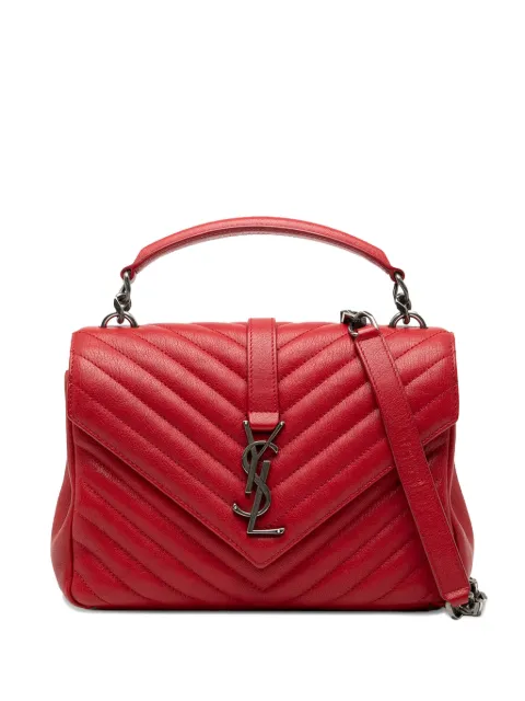 Saint Laurent Pre-Owned 2017 Medium Quilted Chevron Sheepskin College satchel Red CBIW2P17F6JXQVHL