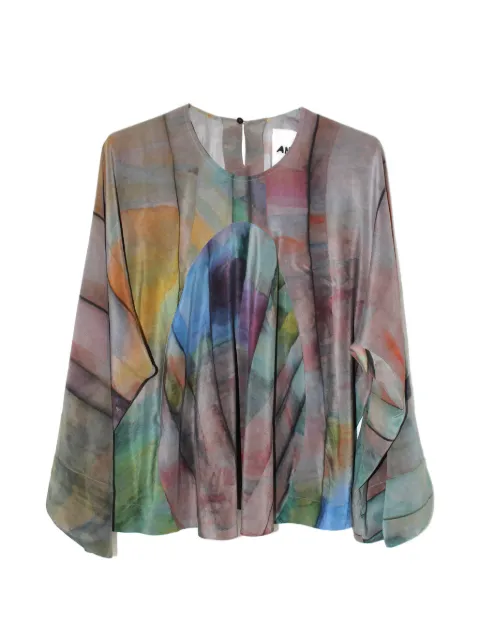 Anntian printed silk blouse Brown 1860109