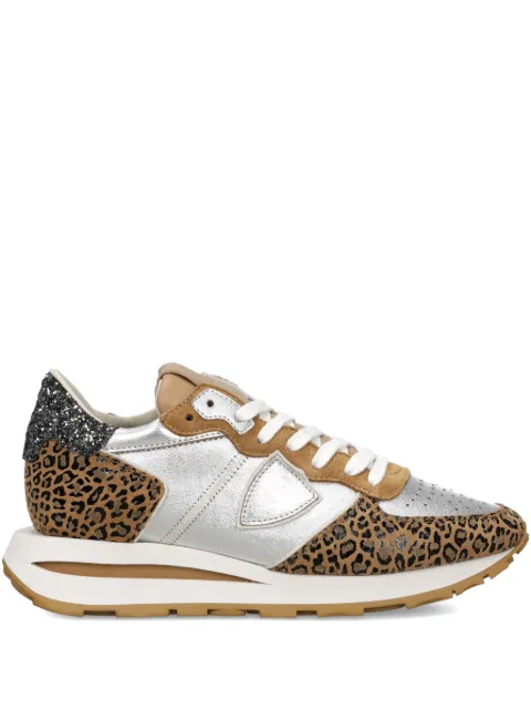 Philippe Model Paris leopard print glitter trainers Silver TKLDML01