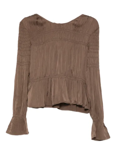 By Malene Birger smocked-effect long-sleeve blouse Brown 103705