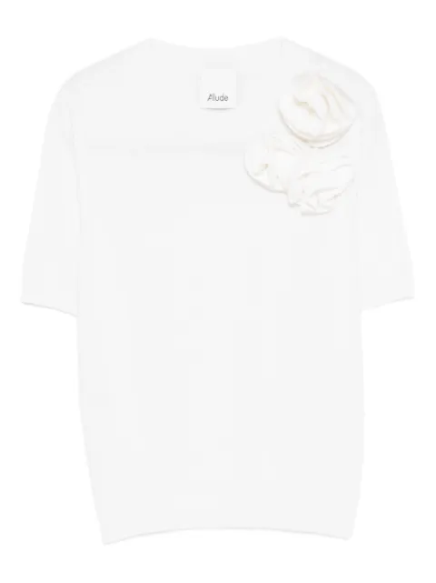 Allude flower-appliqué T-shirt White 26217681