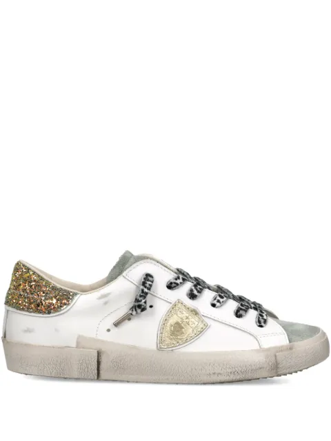 Philippe Model Paris PRSX glitter patch low trainers White PRLDVG07