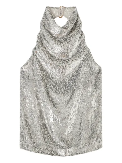 Stella McCartney metallic velvet halterneck top Silver 6T02703HJ303
