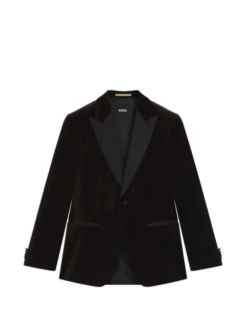 BOSS Slim-fit tuxedo jacket in cotton velvet Black 50551552