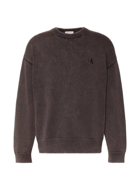 Calvin Klein embroidered crew neck jumper Brown LV04RE300GUB1
