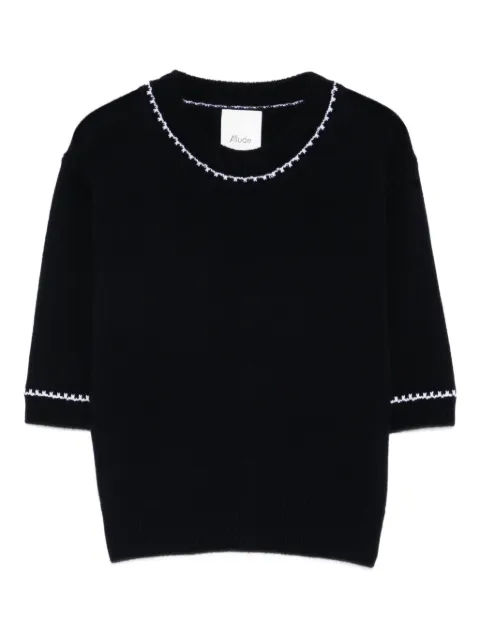 Allude contrast-trim T-shirt Blue 26217712