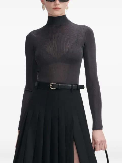 Self-Portrait high-neck long-sleeve top Black AW25132TAGR