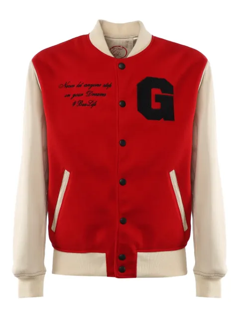 Giuliano Galiano Varsity leather-sleeve button jacket Red VARSITYNAPPAROSSO