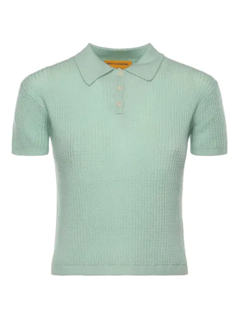 Guest In Residence Shrunken textured polo top Green W10111WFSEA