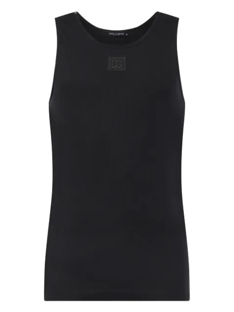Dolce & Gabbana logo ribbed tank top Black G8QG9ZFU7AV