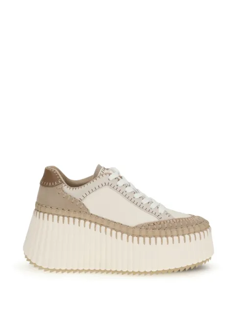 Chloé 80mm Nama suede wedge sneakers Neutrals CHC24U02IBD70F