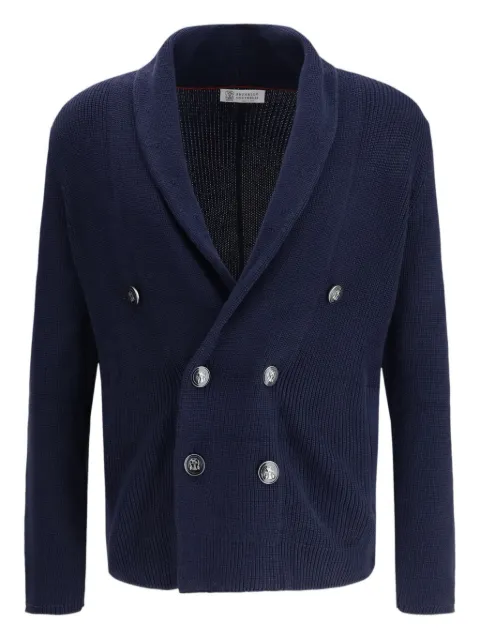 Brunello Cucinelli shawl-collar double-breasted cardigan Blue M2873346C2425